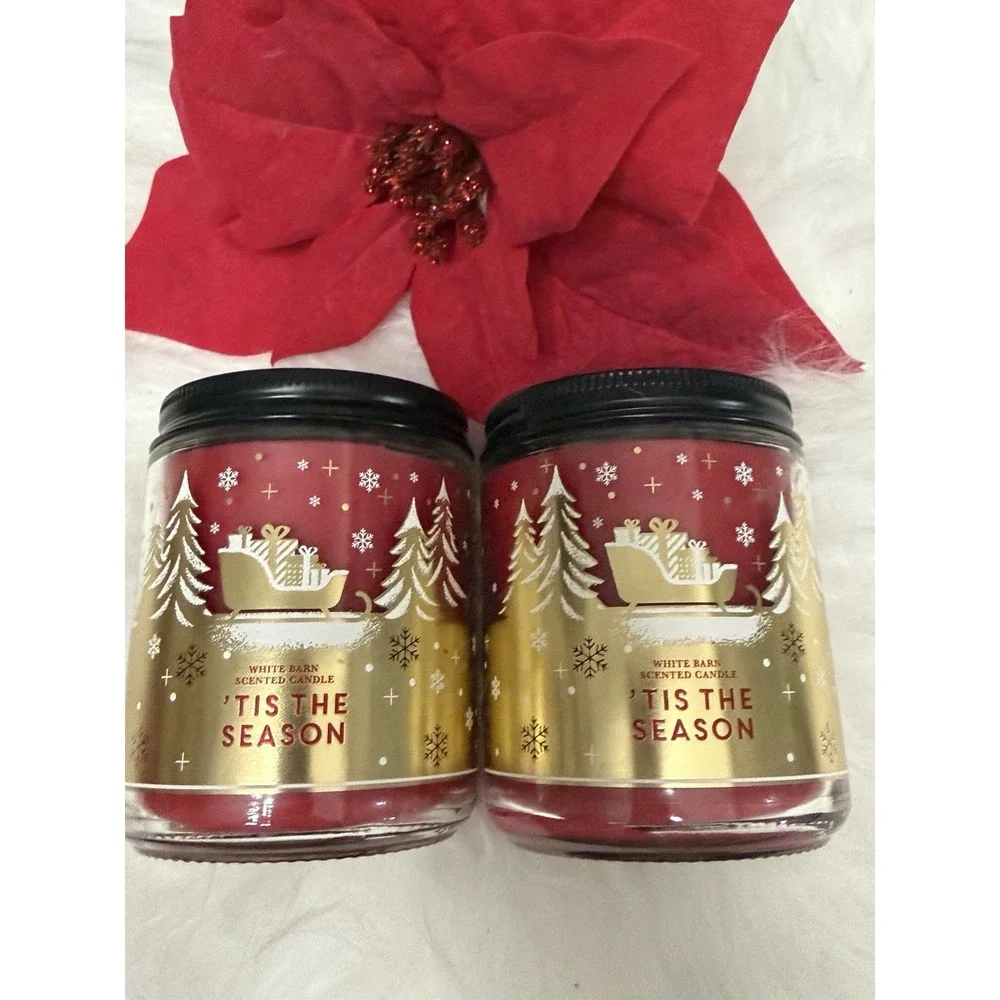 Bath & Body Works White Barn Tis The Season 7oz Scented Candle Set of 2 Holiday